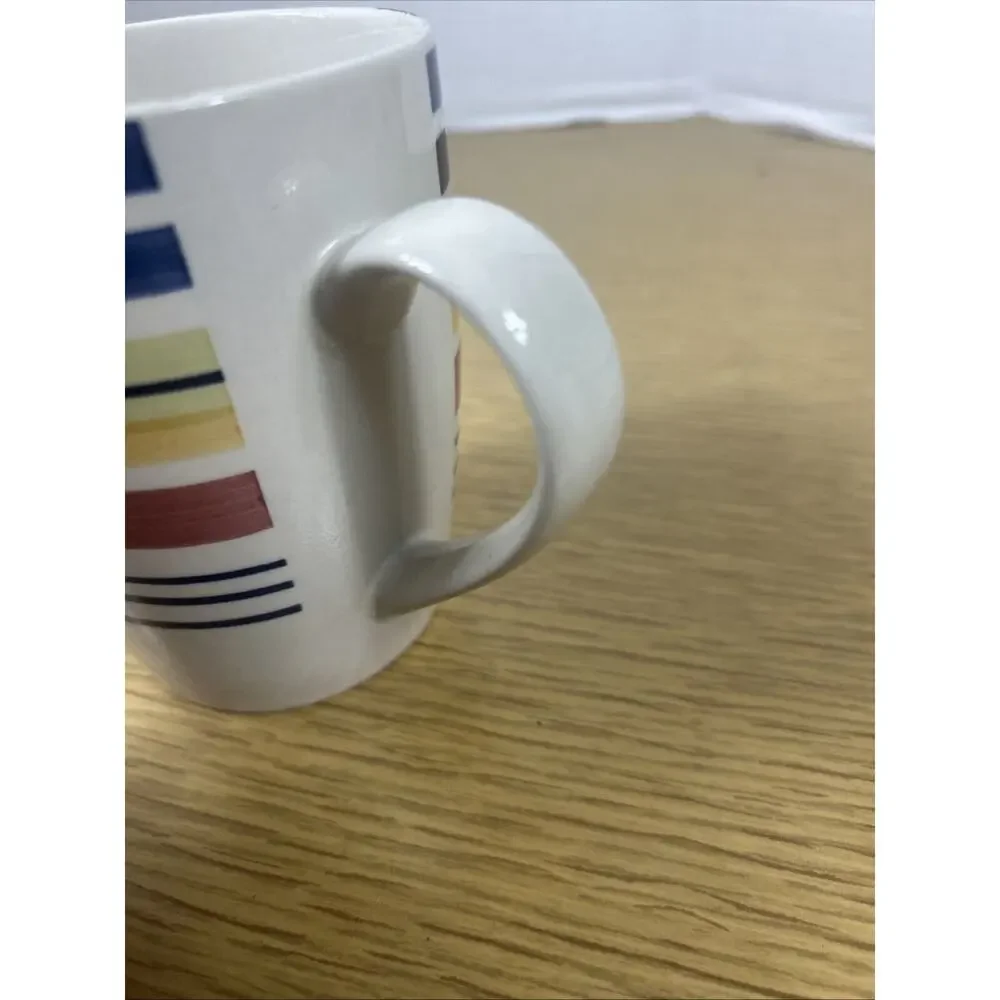 Pier 1 Coffee Mugs Horizontal Stripes Set of 4